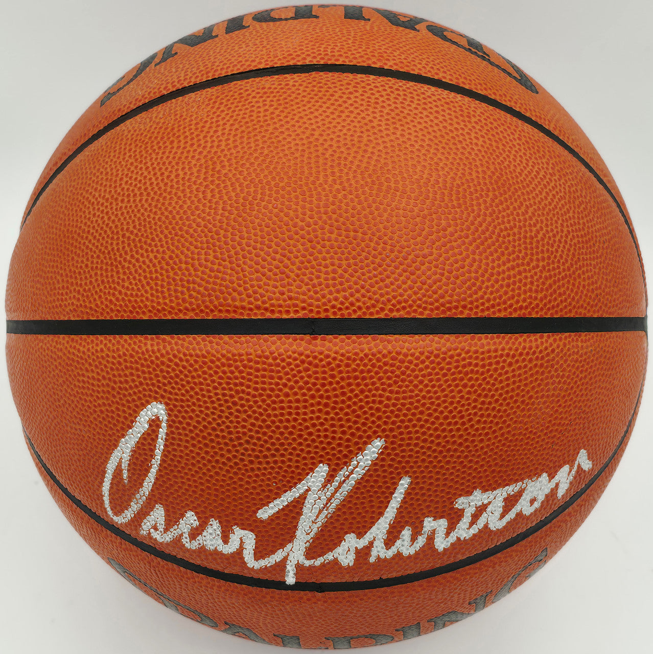 Oscar Robertson Autographed Spalding NBA Leather Game Basketball Milwaukee Bucks Beckett BAS QR #BS30429