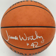 James Worthy Autographed Spalding NBA Leather Game Basketball Los Angeles Lakers Beckett BAS QR #BS30424