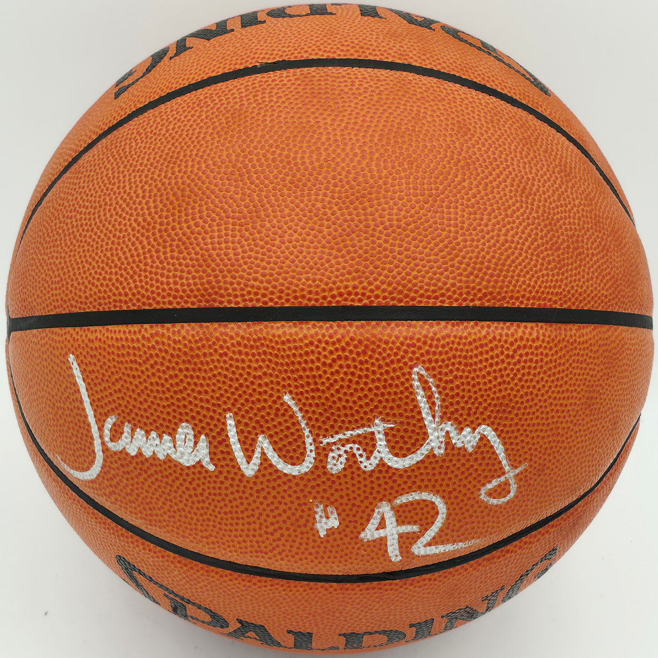 James Worthy Autographed Spalding NBA Leather Game Basketball Los Angeles Lakers Beckett BAS QR #BS30424