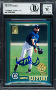 Ichiro Suzuki Autographed 2001 Topps Home Team Advantage Rookie Card #726 Seattle Mariners Auto Grade Gem Mint 10 Beckett BAS #18283060