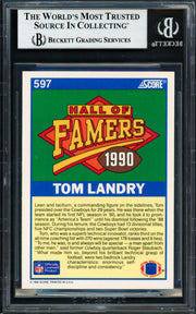 Tom Landry Autographed 1990 Score Card #597 Dallas Cowboys Beckett BAS #18283485