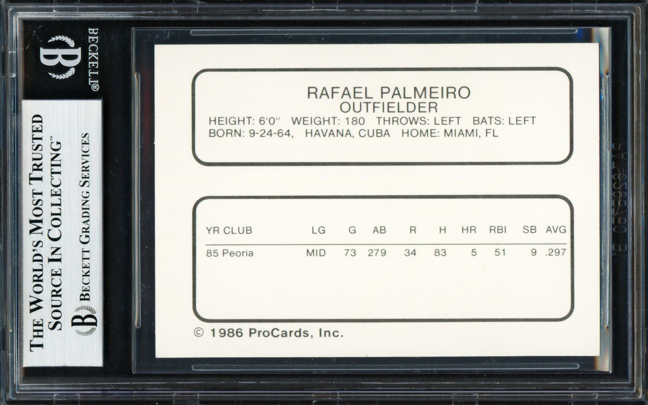 Rafael Palmeiro Autographed 1986 ProCards Card Pittsfield Cubs Vintage Signature Beckett BAS #18283531