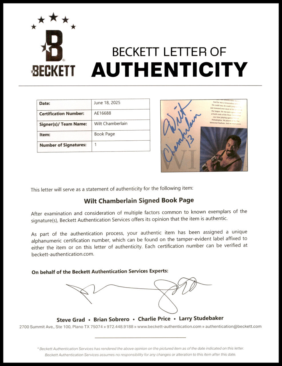 Wilt Chamberlain Autographed "NBA at 50" Book Los Angeles Lakers Beckett BAS #AE16688