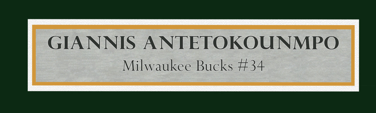 Milwaukee Bucks Giannis Antetokounmpo Autographed Framed Green Jersey Beckett BAS QR Stock #265448