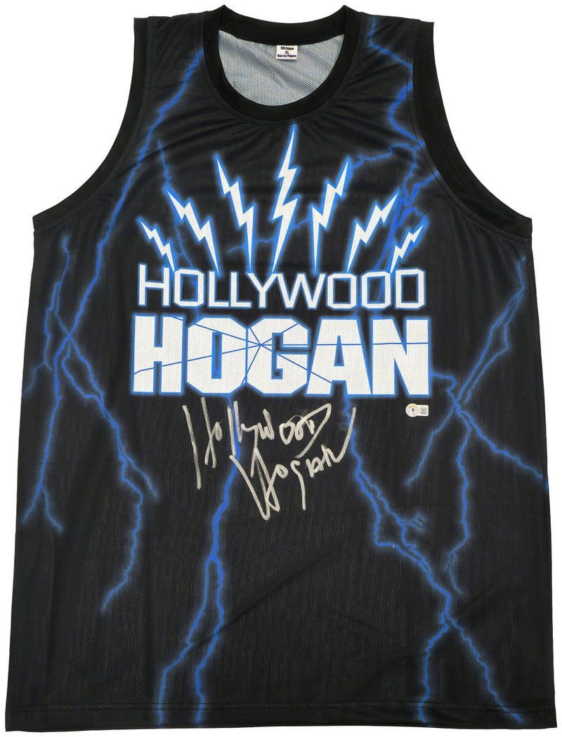 WWE Hulk Hogan Autographed Black Jersey "Hollywood Hogan" Beckett BAS Witness Stock #233368