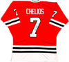 Chicago Blackhawks Chris Chelios Autographed Red Jersey Beckett BAS Witness Stock #233383