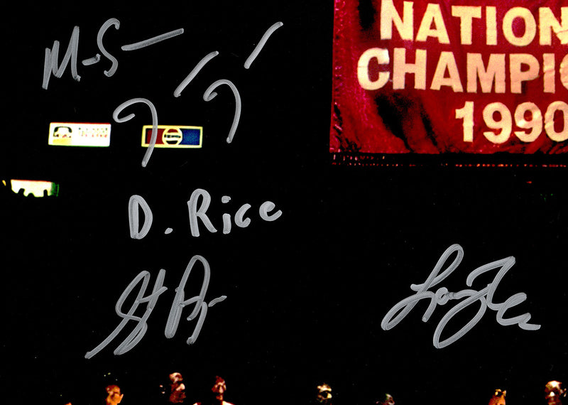 1990 NCAA Champions UNLV Runnin Rebels Autographed 16x20 Photo With 13 Signatures Including Larry Johnson Beckett BAS Witness Stock #233682