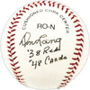 Don Lang Autographed Official NL Baseball 38 Reds '48 Cards Beckett BAS QR #BN13223