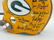 1966 Super Bowl I Champions Green Bay Packers Team Autographed Yellow Full Size Replica Helmet With 32 Signatures Including Bart Starr & Jim Taylor Beckett BAS #AE16656