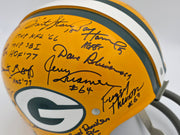 1966 Super Bowl I Champions Green Bay Packers Team Autographed Yellow Full Size Replica Helmet With 32 Signatures Including Bart Starr & Jim Taylor Beckett BAS #AE16656
