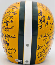 1966 Super Bowl I Champions Green Bay Packers Team Autographed Yellow Full Size Replica Helmet With 32 Signatures Including Bart Starr & Jim Taylor Beckett BAS #AE16656