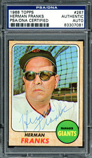 Herman Franks Autographed 1968 Topps Card #267 San Francisco Giants PSA/DNA #83307081