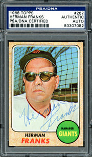 Herman Franks Autographed 1968 Topps Card #267 San Francisco Giants PSA/DNA #83307082