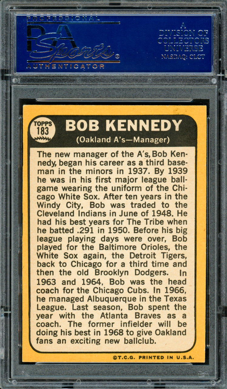 Bob Kennedy Autographed 1968 Topps Card #183 Oakland A's PSA/DNA #83307101