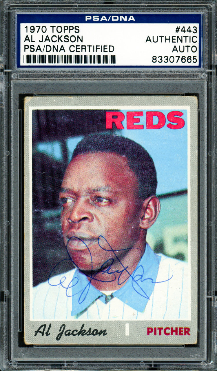 Al Jackson Autographed 1970 Topps Card #443 Cincinnati Reds PSA/DNA #83307665