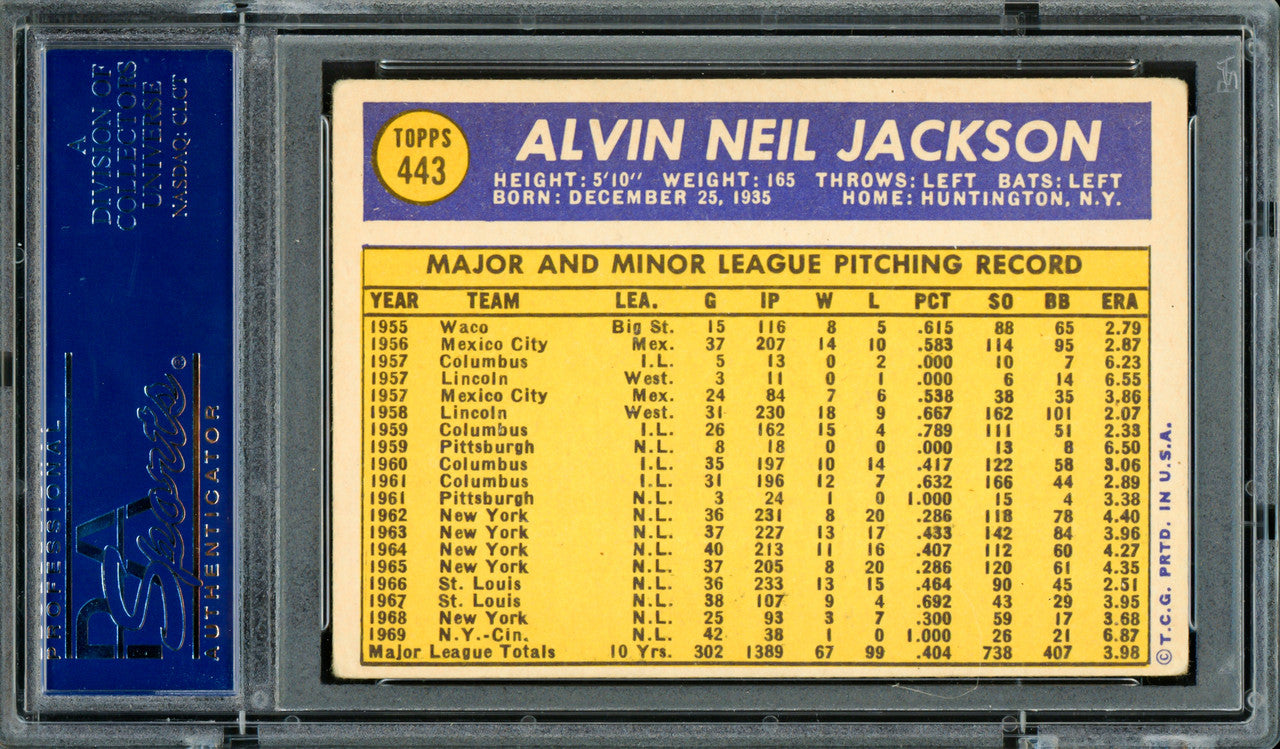 Al Jackson Autographed 1970 Topps Card #443 Cincinnati Reds PSA/DNA #83307665
