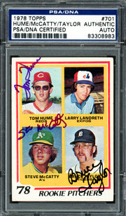 Tom Hume, Steve McCatty & Bruce Taylor Autographed 1978 Topps Rookie Card #701 PSA/DNA #83308983