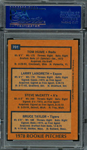 Tom Hume, Steve McCatty & Bruce Taylor Autographed 1978 Topps Rookie Card #701 PSA/DNA #83308983