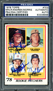 Jack Morris, Mickey Mahler & Larry Andersen Autographed 1978 Topps Rookie Card #703 PSA/DNA #83308998