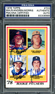 Jack Morris, Mickey Mahler & Larry Andersen Autographed 1978 Topps Rookie Card #703 PSA/DNA #83308999