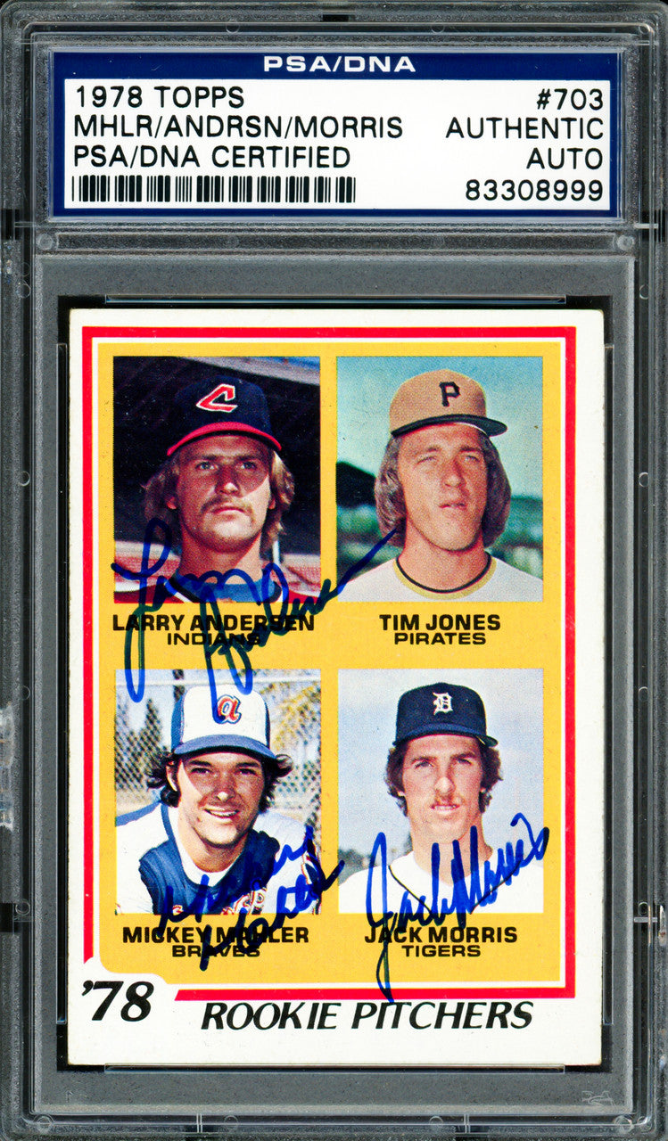 Jack Morris, Mickey Mahler & Larry Andersen Autographed 1978 Topps Rookie Card #703 PSA/DNA #83308999