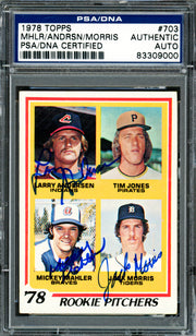 Jack Morris, Mickey Mahler & Larry Andersen Autographed 1978 Topps Rookie Card #703 PSA/DNA #83309000