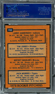 Jack Morris, Mickey Mahler & Larry Andersen Autographed 1978 Topps Rookie Card #703 PSA/DNA #83309000