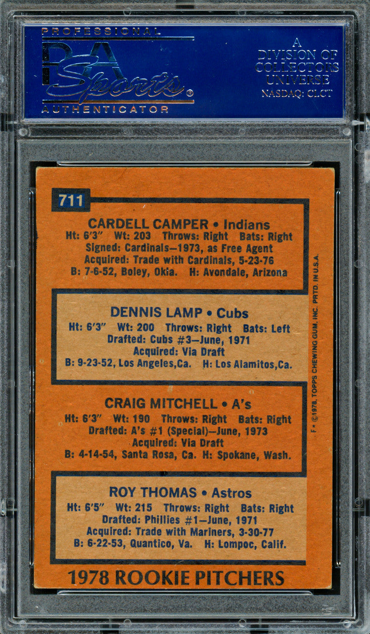 Dennis Lamp & Roy Thomas Autographed 1978 Topps Rookie Card #711 PSA/DNA #83309029