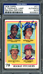 Dennis Lamp & Roy Thomas Autographed 1978 Topps Rookie Card #711 PSA/DNA #83309031