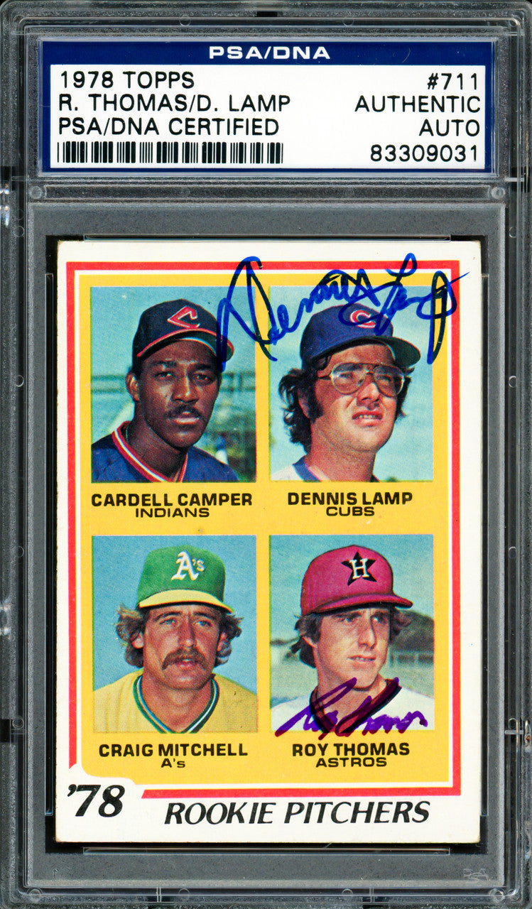 Dennis Lamp & Roy Thomas Autographed 1978 Topps Rookie Card #711 PSA/DNA #83309031