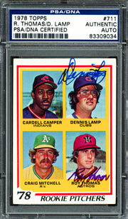 Dennis Lamp & Roy Thomas Autographed 1978 Topps Rookie Card #711 PSA/DNA #83309034