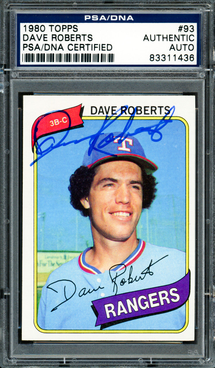 Dave Roberts Autographed 1980 Topps Card #93 Texas Rangers PSA/DNA #83311436