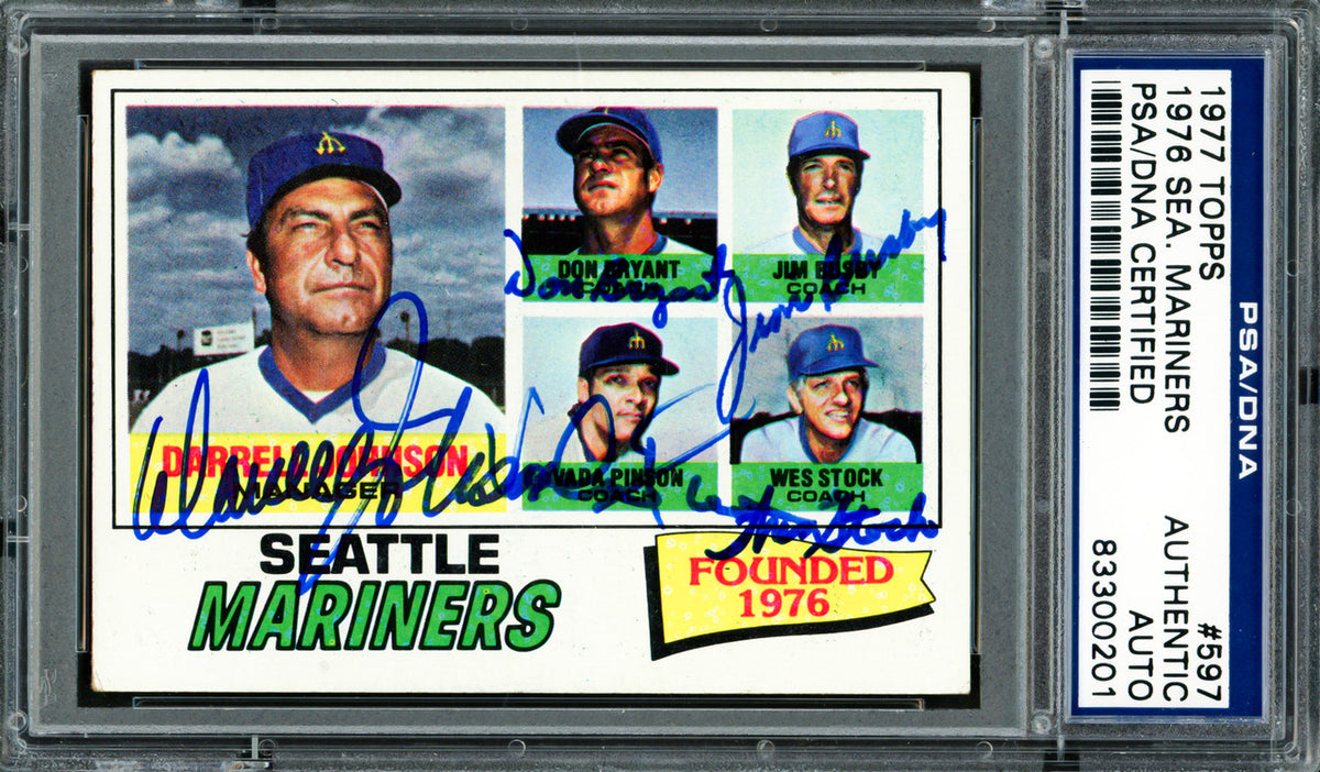 Mariner Coaches Autographed 1977 Topps Card #597 Seattle Mariners Signed By All 5 PSA/DNA #83300201