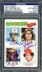 Bob Bailor, Kiko Garcia & Craig Reynolds Autographed 1977 Topps Rookie Card #474 PSA/DNA #83306661