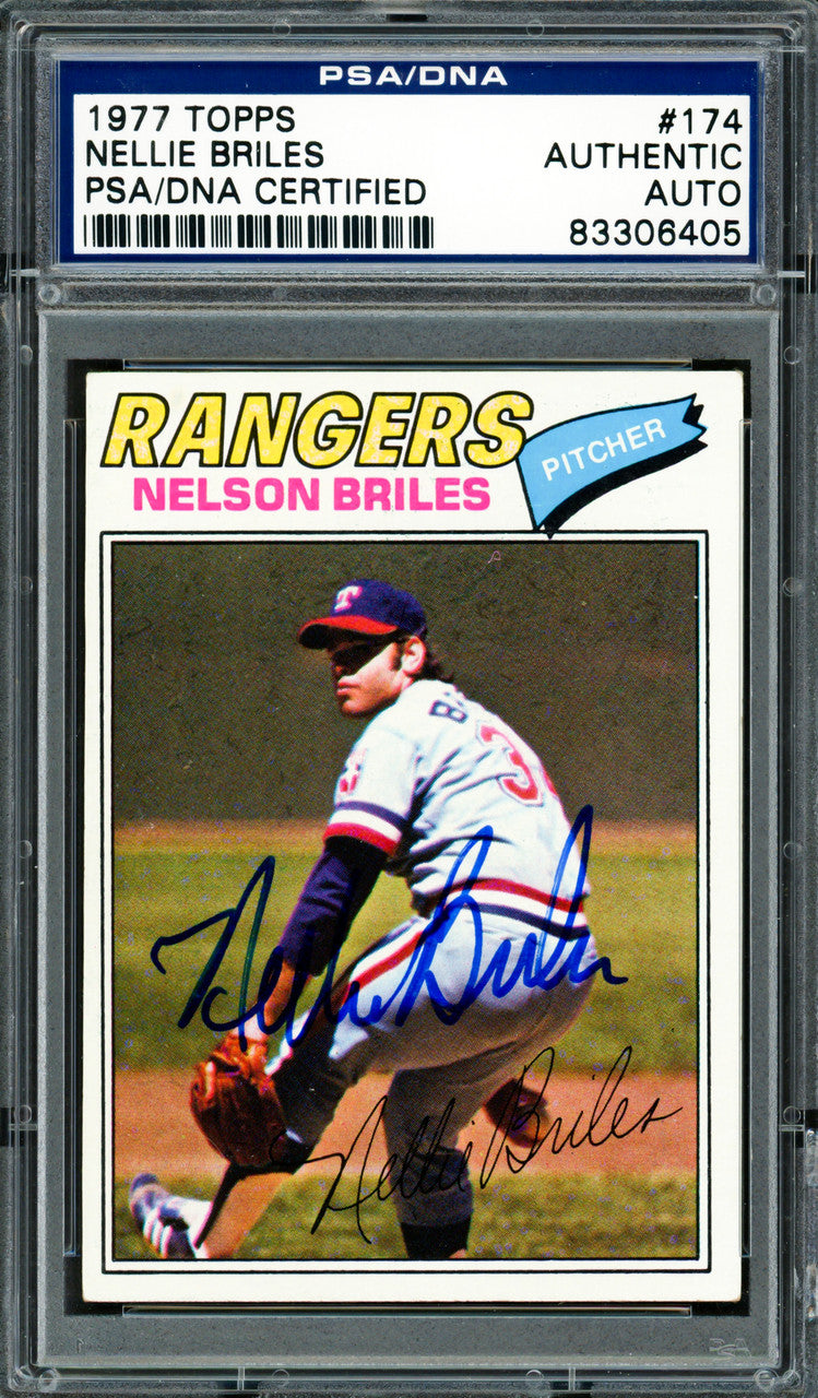 Nelson Briles Autographed 1977 Topps Card #174 Texas Rangers PSA/DNA #83306405