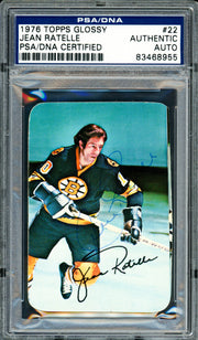 Jean Ratelle Autographed 1976 Topps Glossy Card #22 Boston Bruins PSA/DNA #83468955