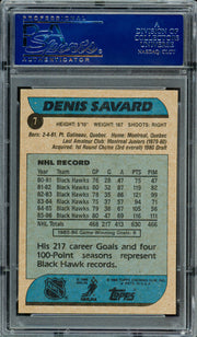 Denis Savard Autographed 1986-87 Topps Card #7 Chicago Blackhawks PSA/DNA #83469082