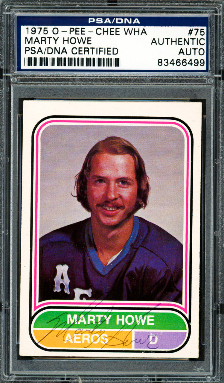 Marty Howe Autographed 1975-76 O-Pee-Chee WHA Rookie Card #75 Houston Aeros PSA/DNA #83466499