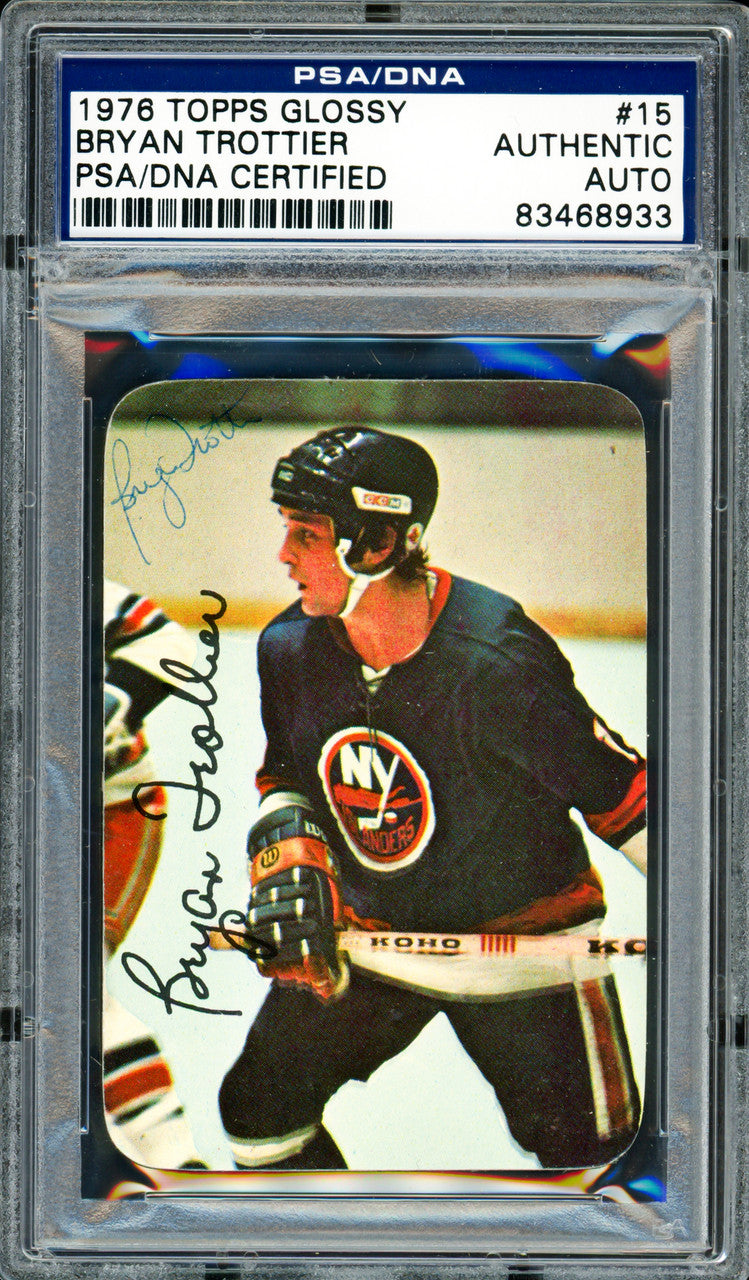 Bryan Trottier Autographed 1976-77 Topps Glossy Card #15 New York Islanders PSA/DNA #83468933