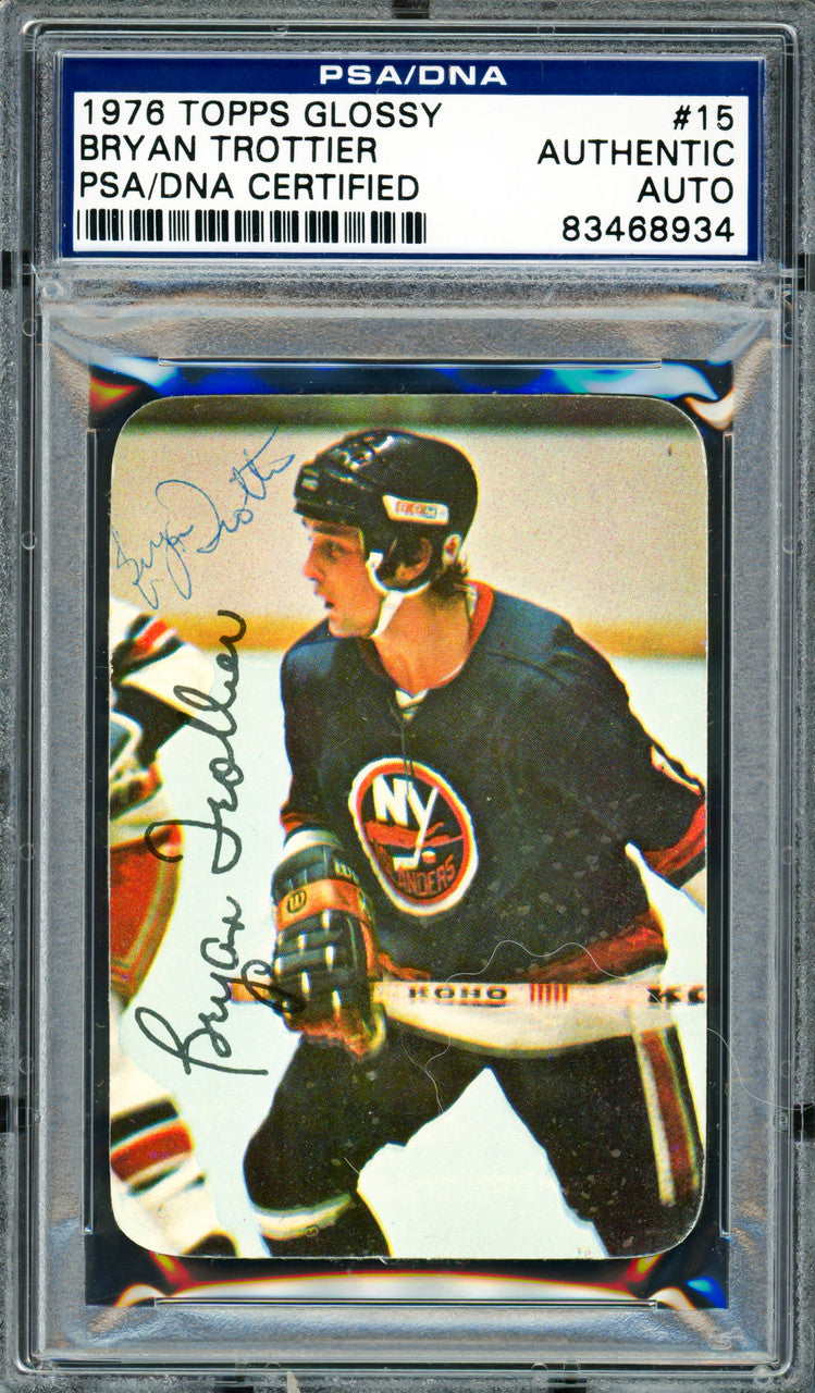 Bryan Trottier Autographed 1976-77 Topps Glossy Card #15 New York Islanders PSA/DNA #83468934