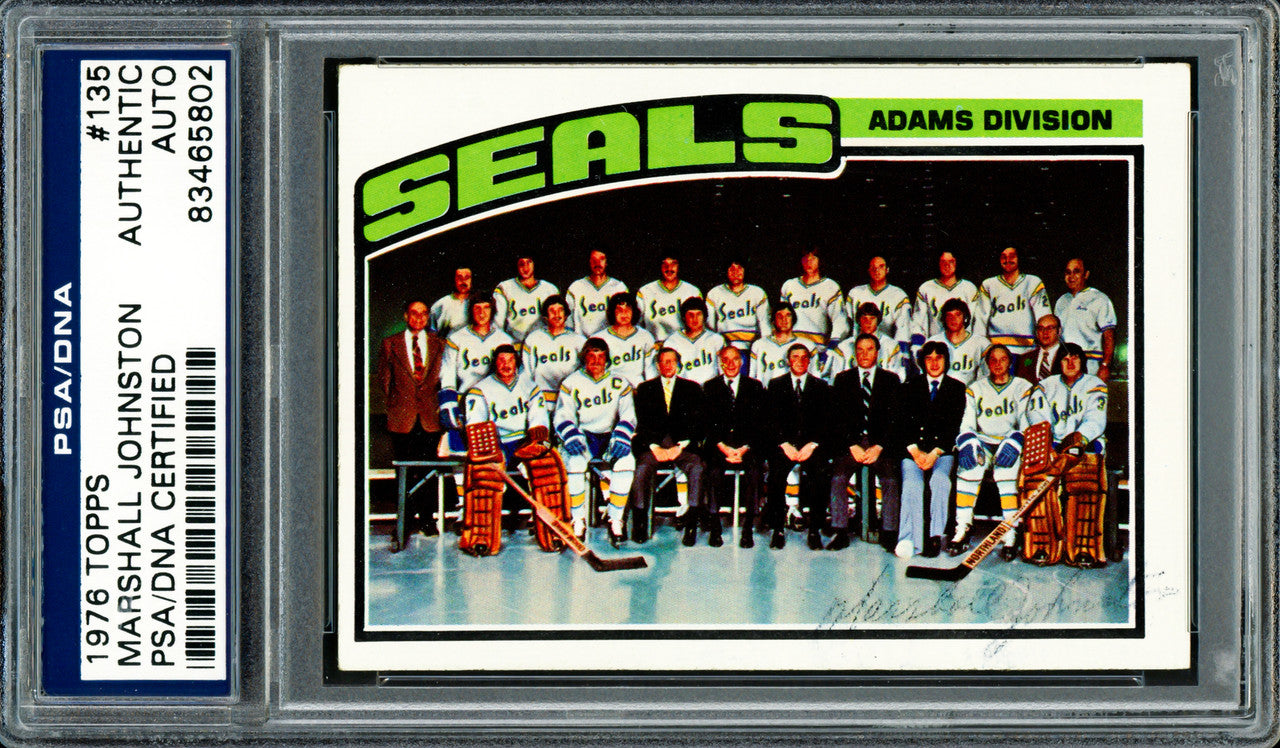 Marshall Johnston Autographed 1976-77 Topps Card #135 California Seals PSA/DNA #83465802