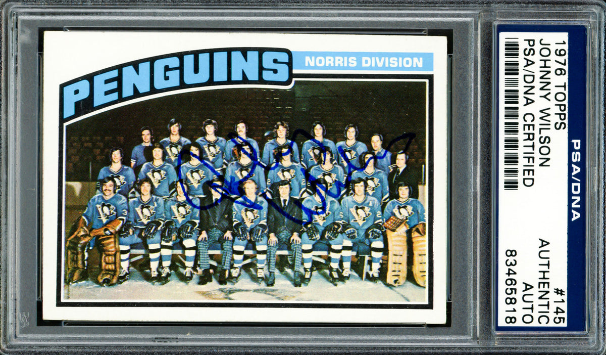 Johnny Wilson Autographed 1976-77 Topps Card #145 Pittsburgh Penguins PSA/DNA #83465818