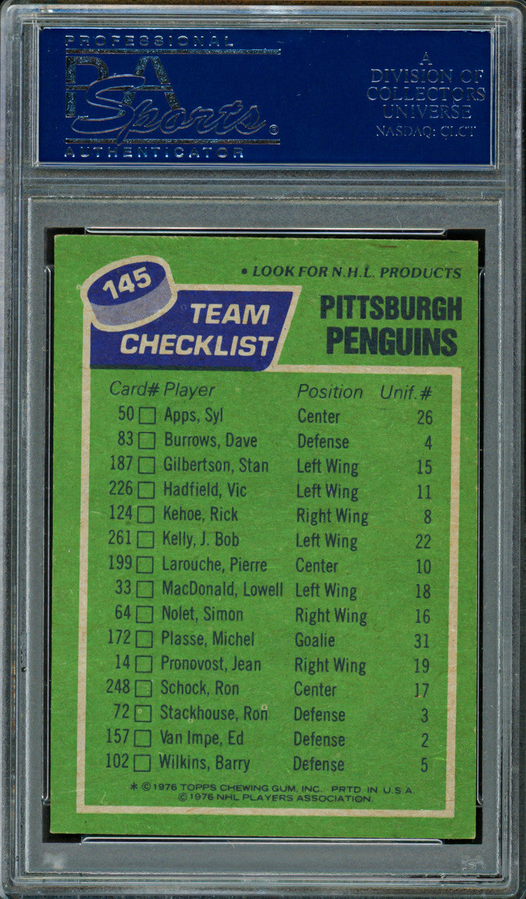 Johnny Wilson Autographed 1976-77 Topps Card #145 Pittsburgh Penguins PSA/DNA #83465818