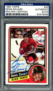 Denis Savard Autographed 1984-85 Topps Card #35 Chicago Blackhawks PSA/DNA #83476396