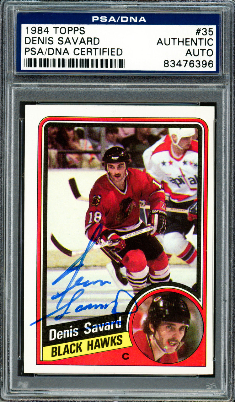 Denis Savard Autographed 1984-85 Topps Card #35 Chicago Blackhawks PSA/DNA #83476396