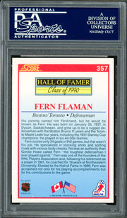 Fern Flaman Autographed 1990-91 Score Card #357 Boston Bruins "H.O.F. 1980" PSA/DNA #83712513