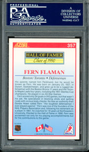 Fern Flaman Autographed 1990-91 Score Card #357 Boston Bruins "H.O.F. 1980" PSA/DNA #83712515