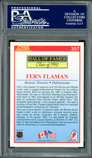 Fern Flaman Autographed 1990-91 Score Card #357 Boston Bruins PSA/DNA #83718757