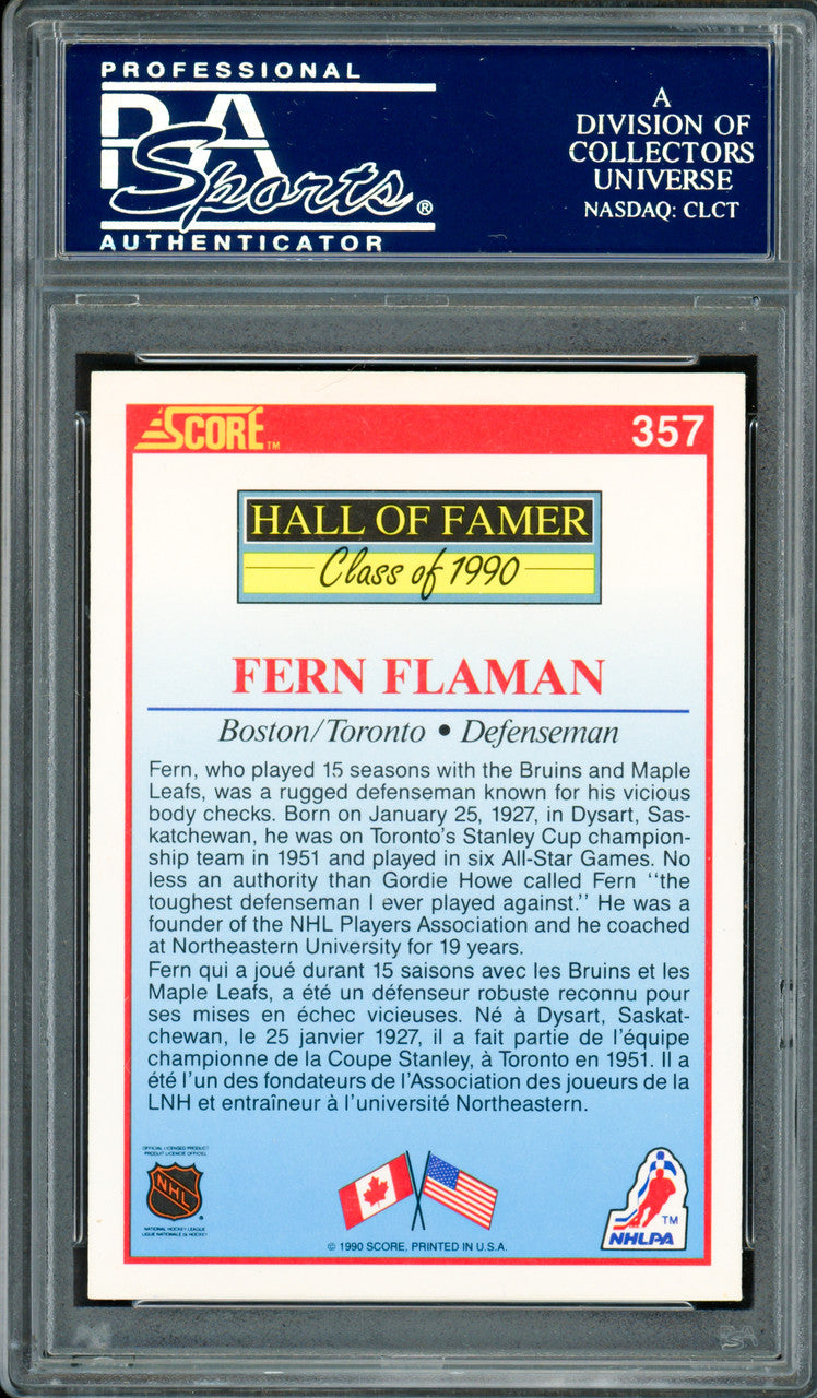Fern Flaman Autographed 1990-91 Score Card #357 Boston Bruins PSA/DNA #83718757