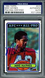 Mike Haynes Autographed 1980 Topps Card #415 New England Patriots PSA/DNA #83712656
